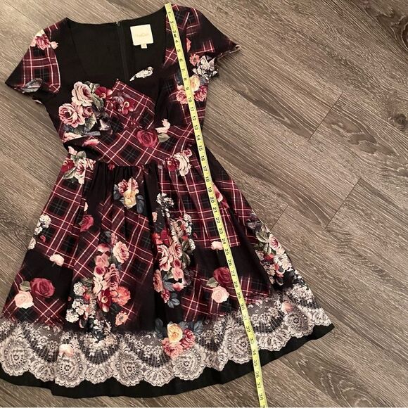 ModCloth floral plaid printed lace dress - Picture 6 of 10
